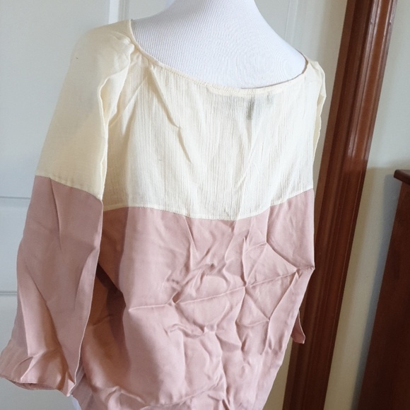 ELIZABETH AND JAMES color block pink cream blouse - Picture 2 of 3